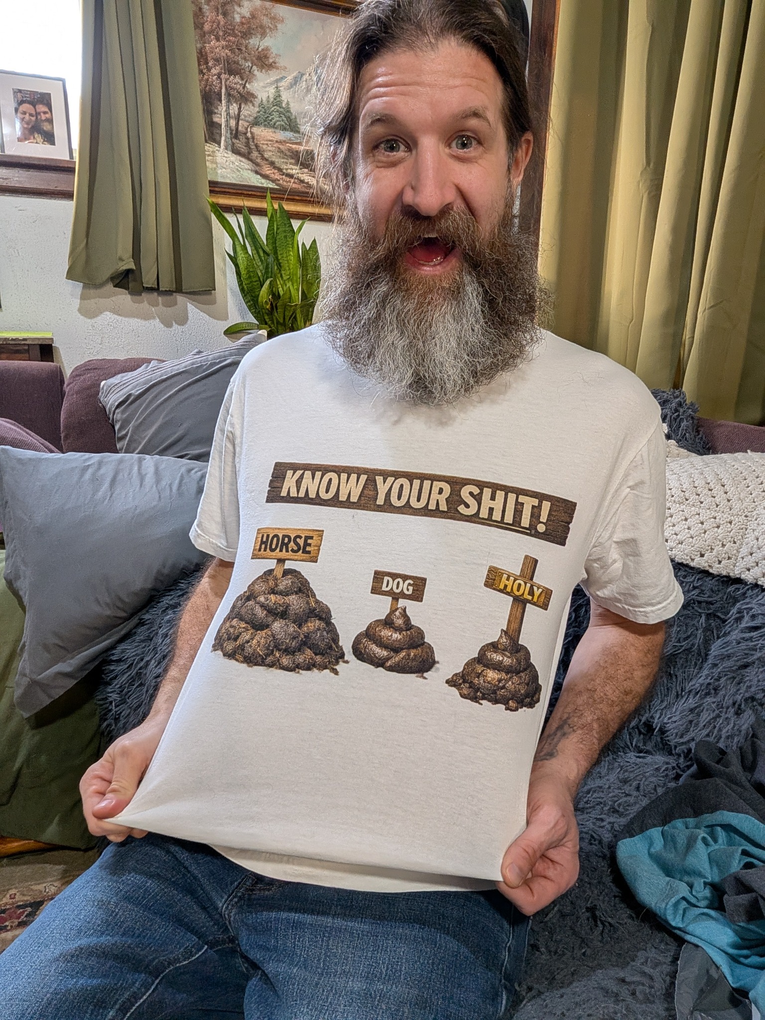 Brian wearing a Property of Jesus shirt
