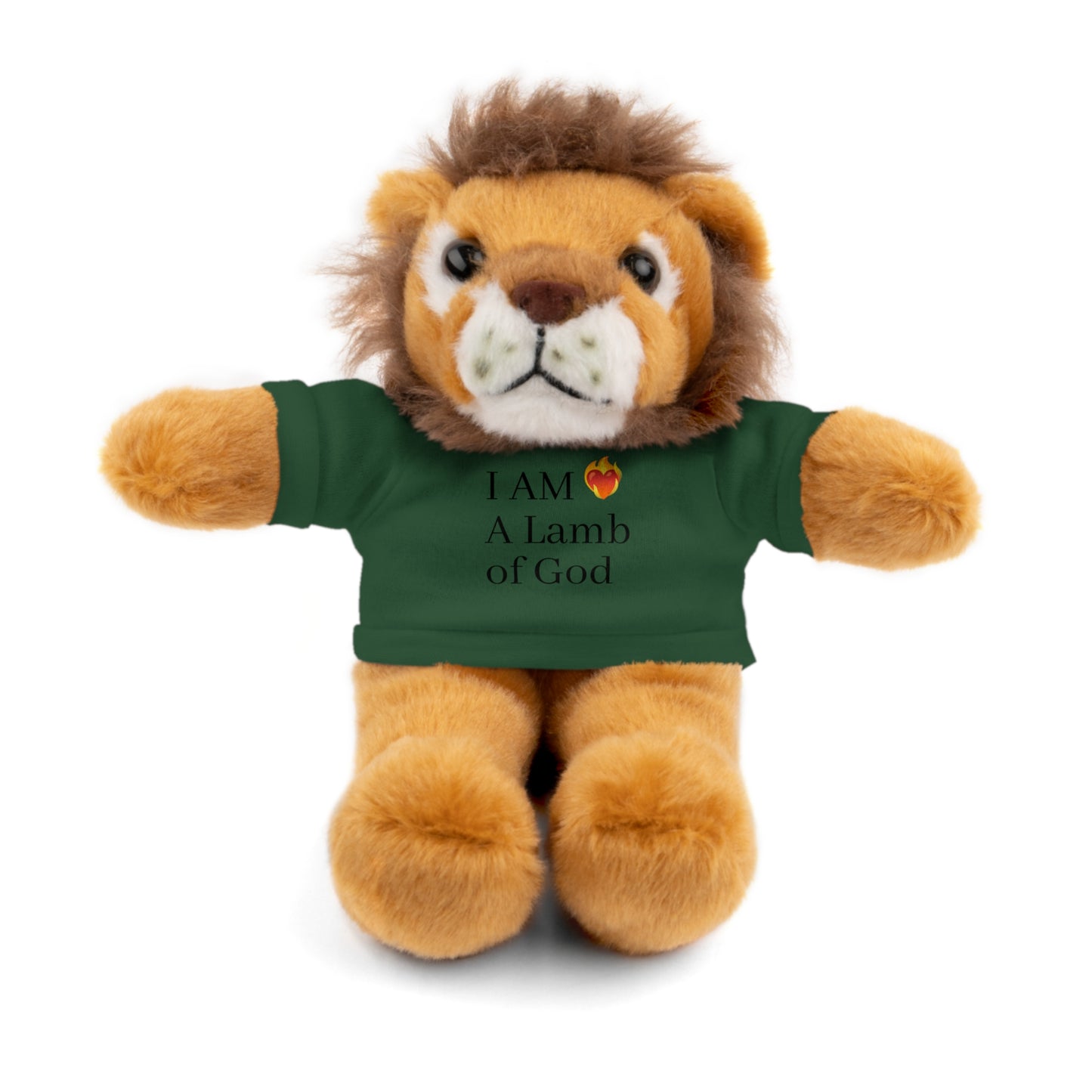 Faith-Inspired Stuffed Lion Toy with T-Shirt - 'I Am A Lamb of God'