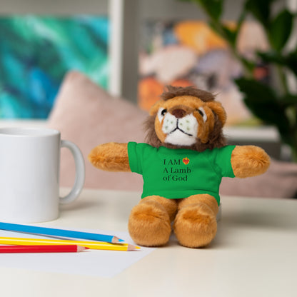 Faith-Inspired Stuffed Lion Toy with T-Shirt - 'I Am A Lamb of God'