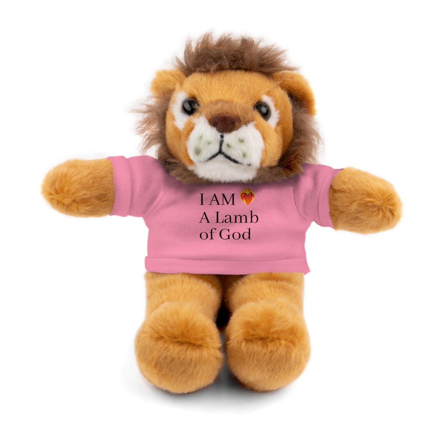 Faith-Inspired Stuffed Lion Toy with T-Shirt - 'I Am A Lamb of God'