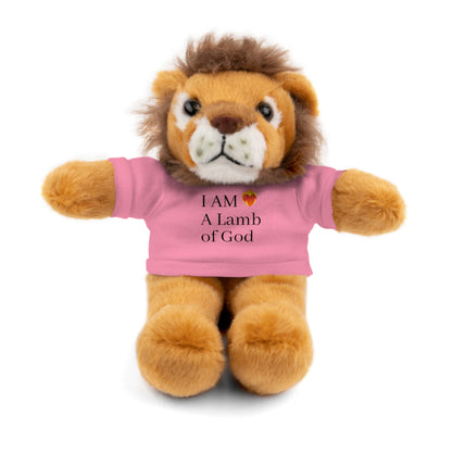 Faith-Inspired Stuffed Lion Toy with T-Shirt - 'I Am A Lamb of God'