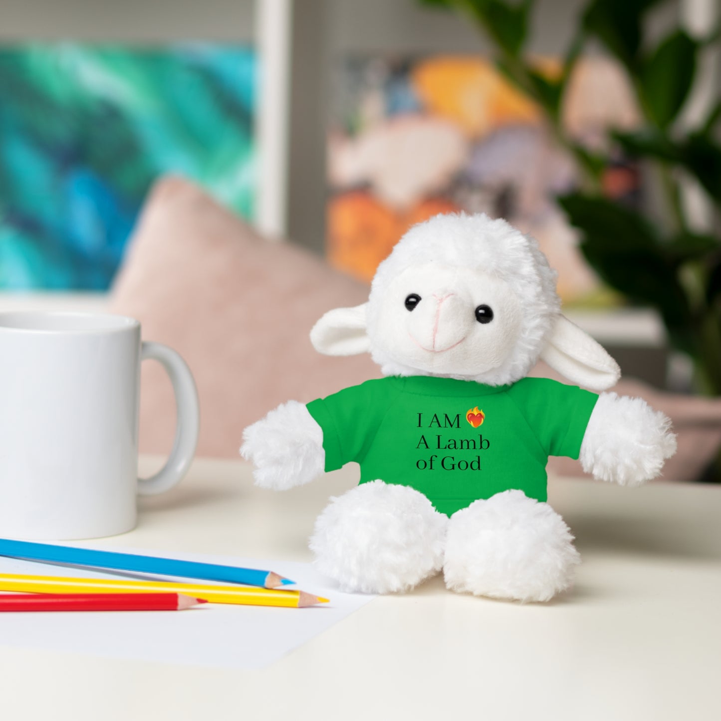 Faith-Inspired Stuffed Lion Toy with T-Shirt - 'I Am A Lamb of God'