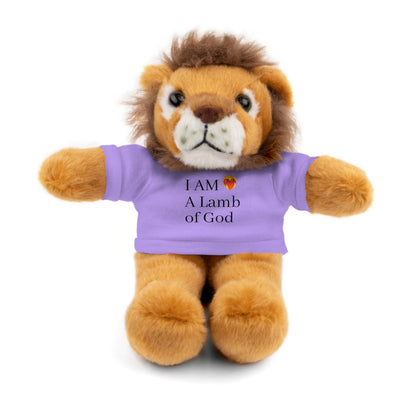 Faith-Inspired Stuffed Lion Toy with T-Shirt - 'I Am A Lamb of God'