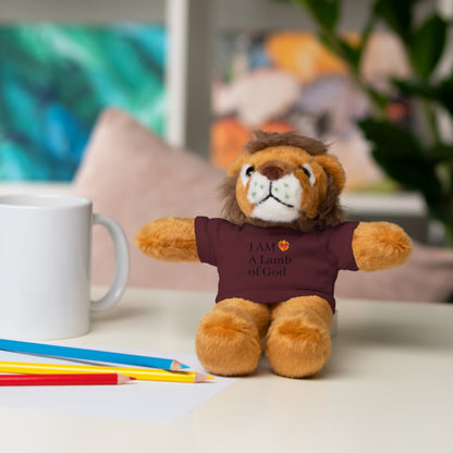 Faith-Inspired Stuffed Lion Toy with T-Shirt - 'I Am A Lamb of God'