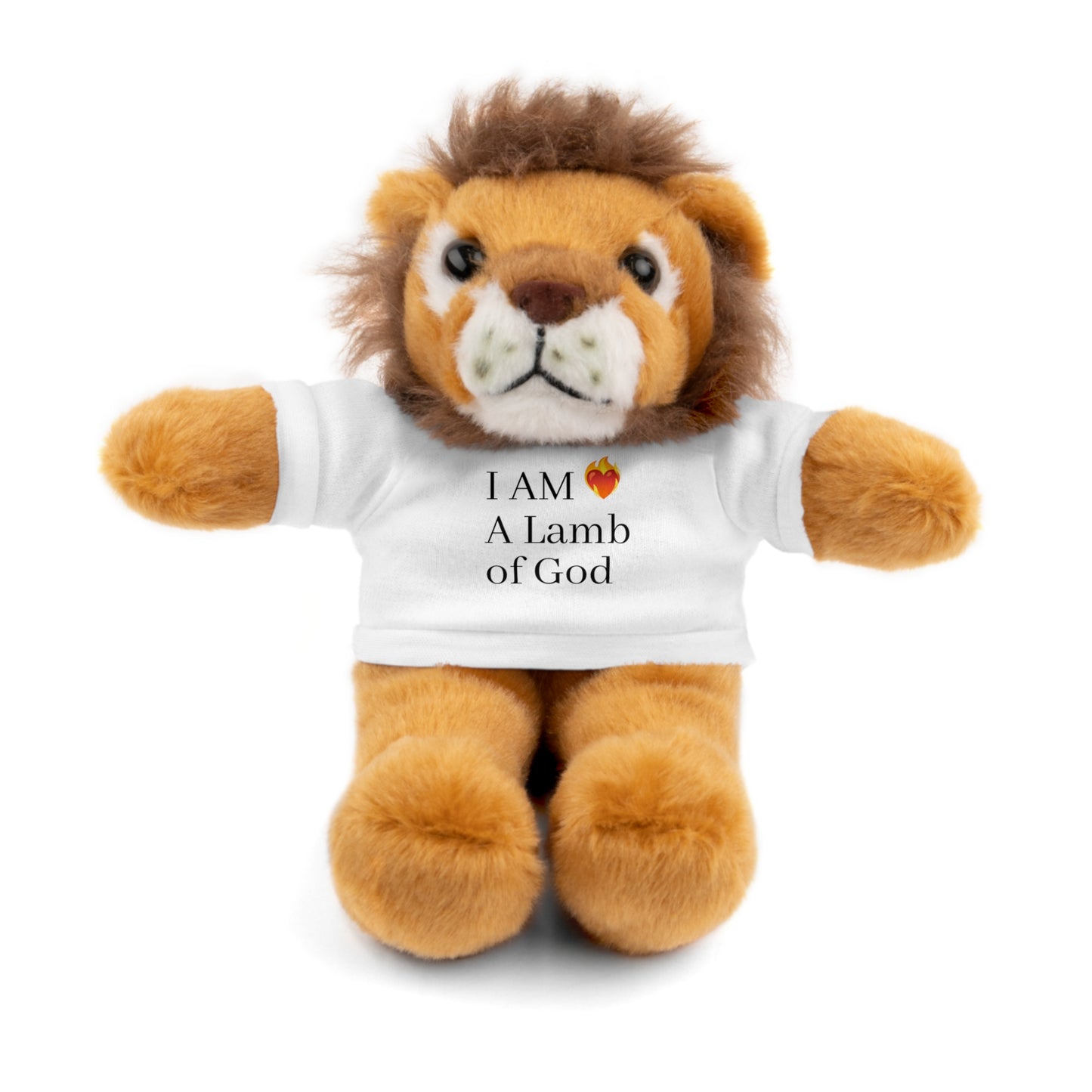 Faith-Inspired Stuffed Lion Toy with T-Shirt - 'I Am A Lamb of God'