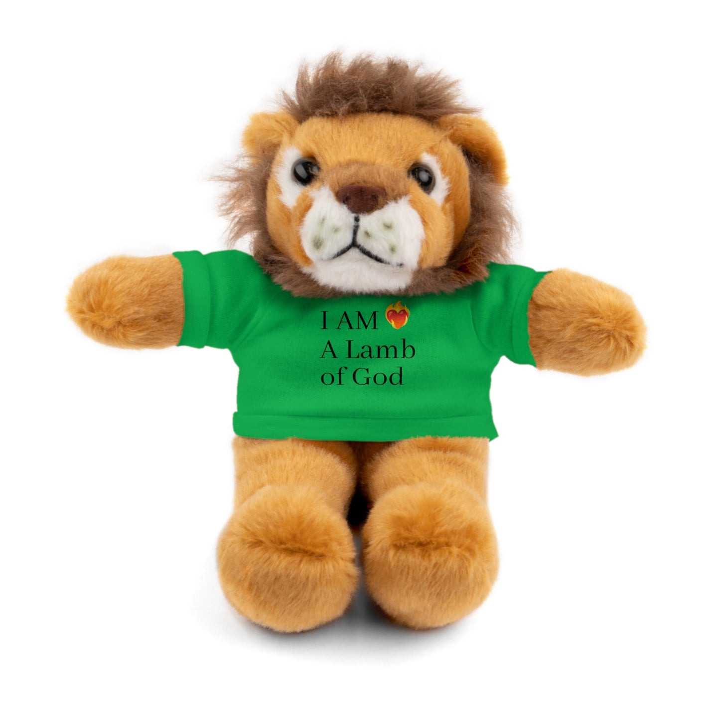 Faith-Inspired Stuffed Lion Toy with T-Shirt - 'I Am A Lamb of God'