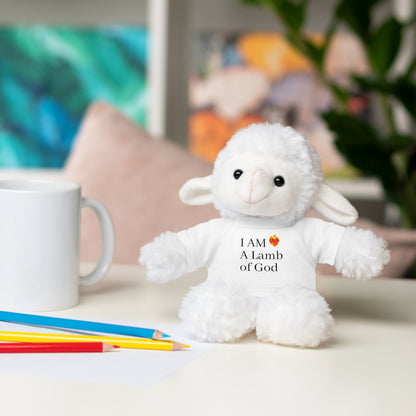 Faith-Inspired Stuffed Lion Toy with T-Shirt - 'I Am A Lamb of God'