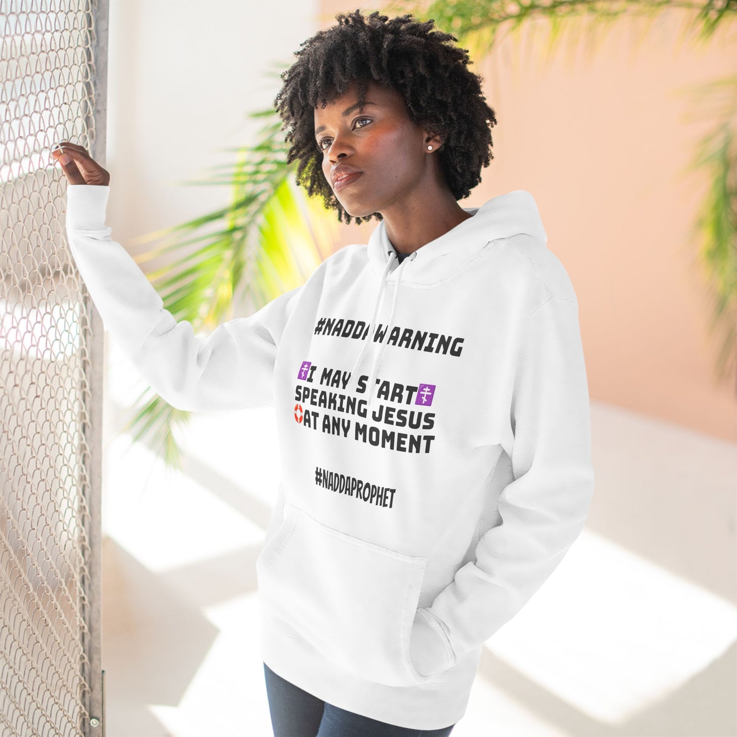 #NADDAWARNING "I Speak Jesus" Three-Panel Fleece Hoodie - #NADDACHURCH