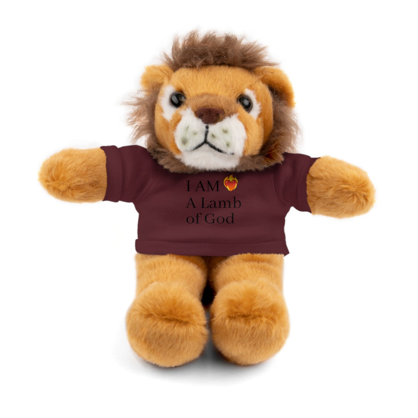 Faith-Inspired Stuffed Lion Toy with T-Shirt - 'I Am A Lamb of God'