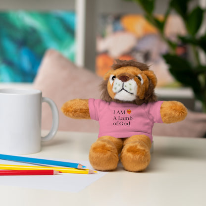 Faith-Inspired Stuffed Lion Toy with T-Shirt - 'I Am A Lamb of God'