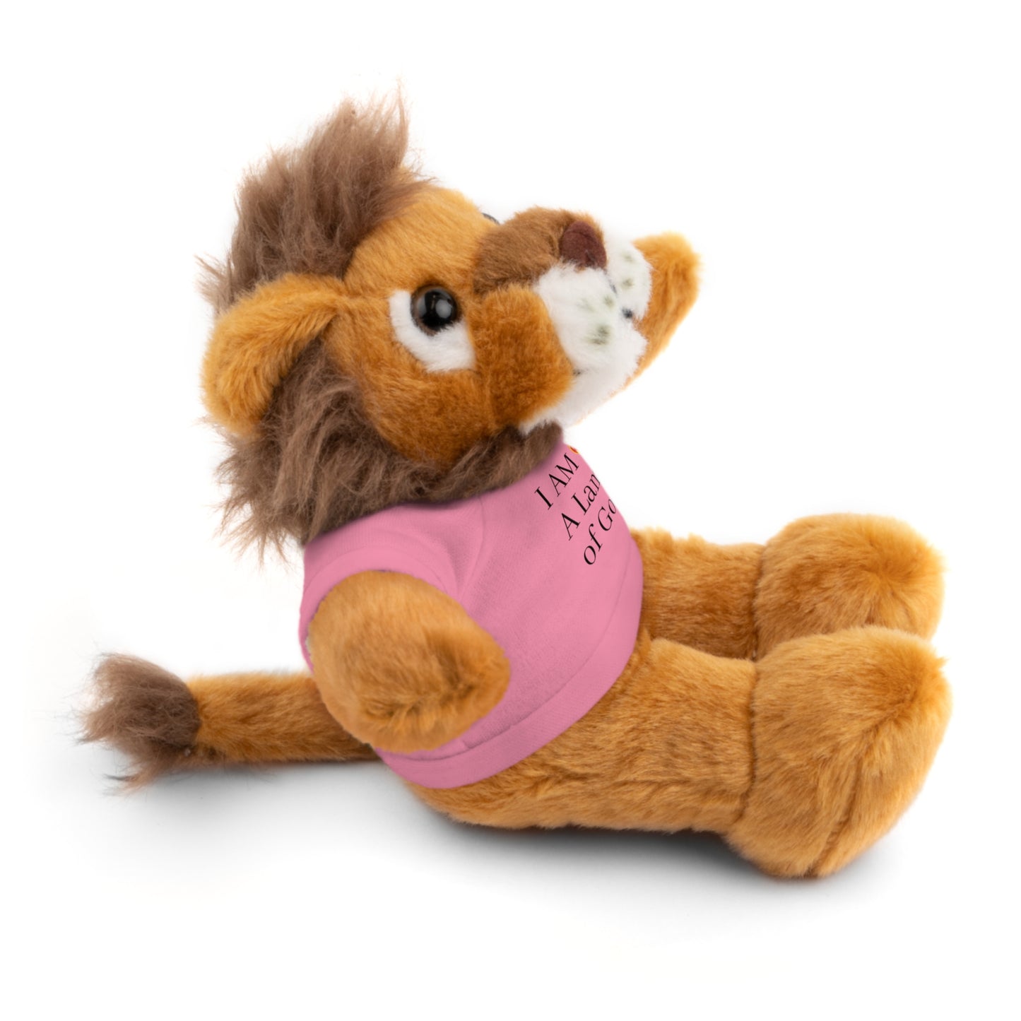 Faith-Inspired Stuffed Lion Toy with T-Shirt - 'I Am A Lamb of God'