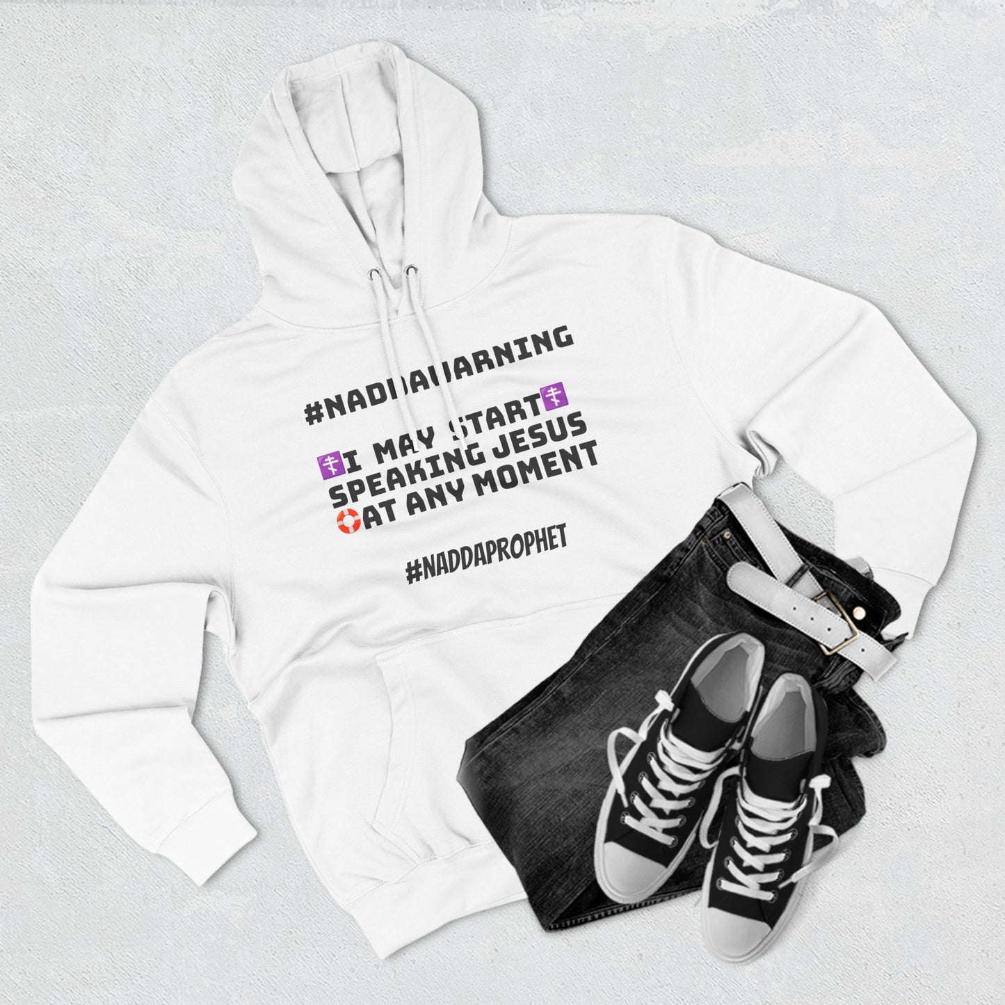 #NADDAWARNING "I Speak Jesus" Three-Panel Fleece Hoodie - #NADDACHURCH