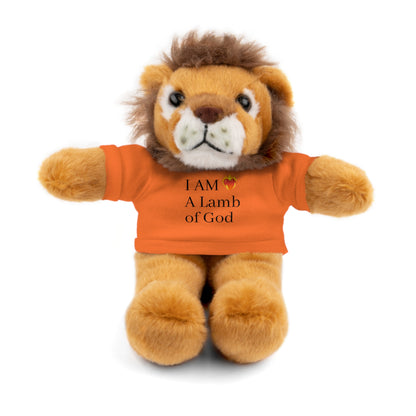 Faith-Inspired Stuffed Lion Toy with T-Shirt - 'I Am A Lamb of God'