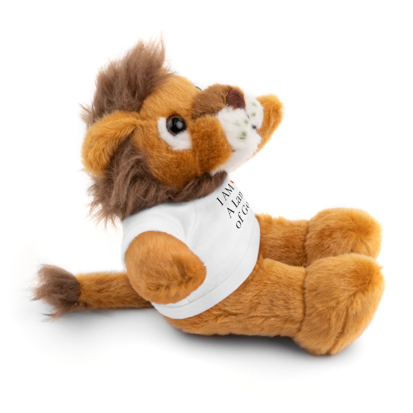 Faith-Inspired Stuffed Lion Toy with T-Shirt - 'I Am A Lamb of God'